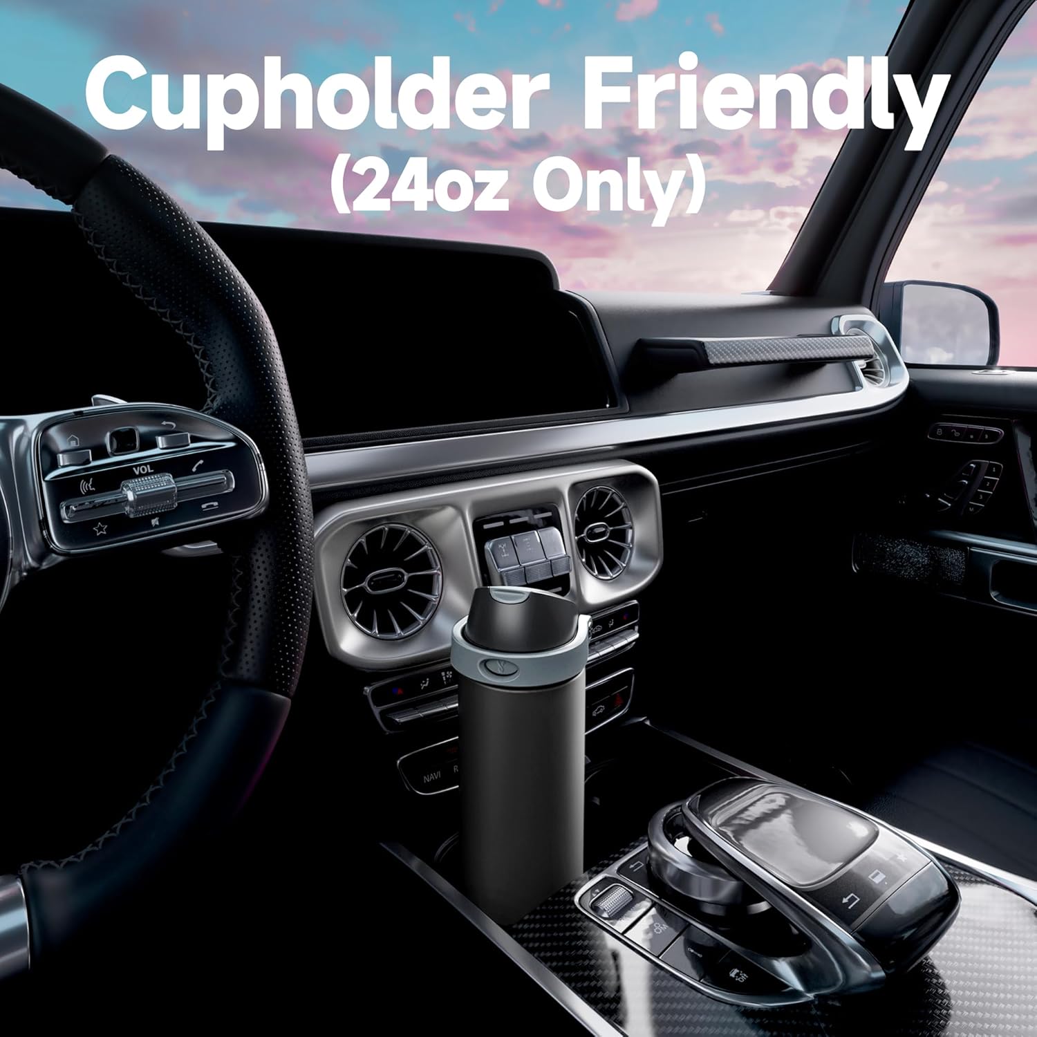 24 oz Insulated Water Bottle for Sports: Meoky Stainless Steel Water Bottle with 2-in-1 Straw and Spout Lid - Leak Proof, Cold for 24 Hours, Fits in Car Cup Holder, BPA-Free for Travel Gym, Night - Image 7