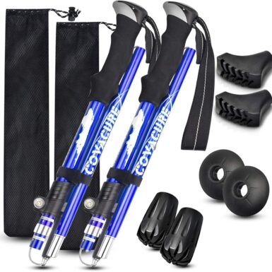 Covacure Trekking Poles Collapsible Hiking Poles - 2 Pcs Aluminum Alloy 7075 Trekking Sticks with Quick Lock System, Telescopic, Collapsible for Hiking, Camping