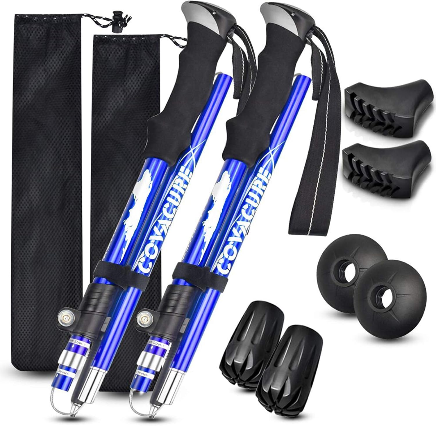 Covacure Trekking Poles Collapsible Hiking Poles - 2 Pcs Aluminum Alloy 7075 Trekking Sticks with Quick Lock System, Telescopic, Collapsible for Hiking, Camping