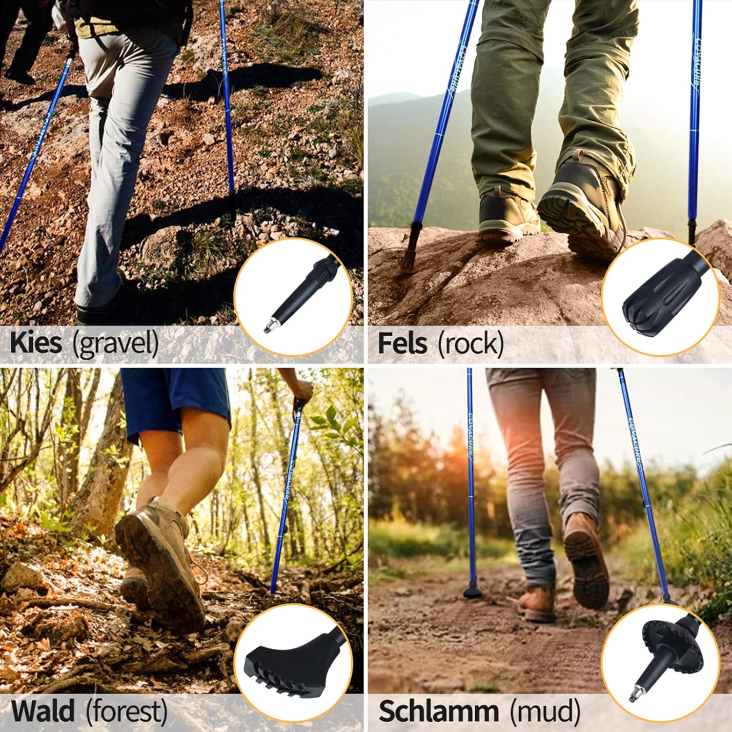 Covacure Trekking Poles Collapsible Hiking Poles - 2 Pcs Aluminum Alloy 7075 Trekking Sticks with Quick Lock System, Telescopic, Collapsible for Hiking, Camping - Image 6