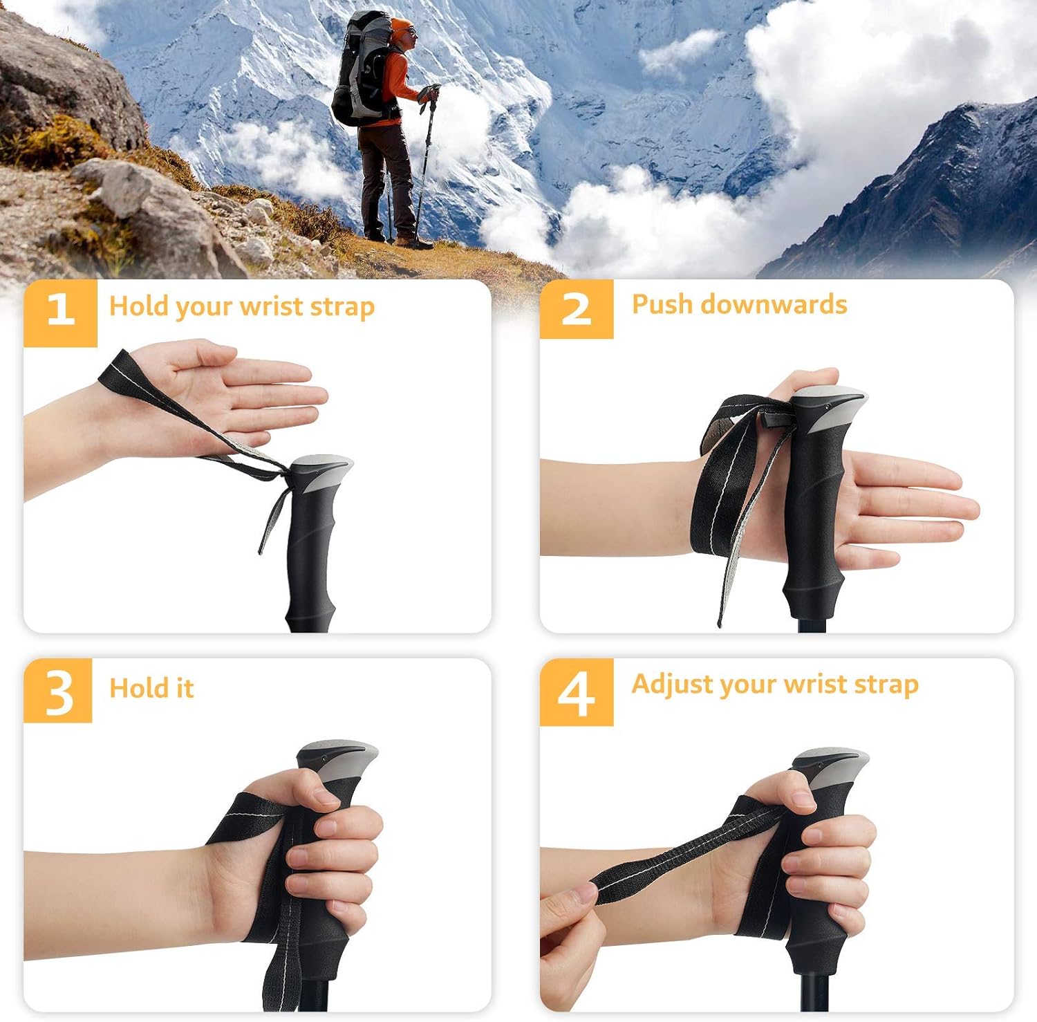 Covacure Trekking Poles Collapsible Hiking Poles - 2 Pcs Aluminum Alloy 7075 Trekking Sticks with Quick Lock System, Telescopic, Collapsible for Hiking, Camping - Image 7